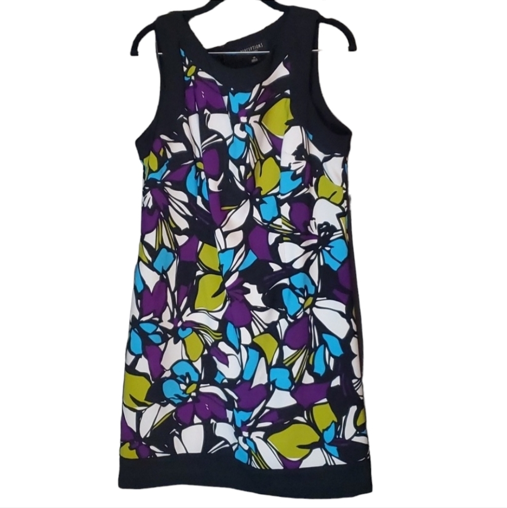 Perceptions Dress size 14 color black white chertruese turquoise purple